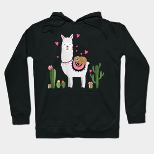 Sloth Riding Llama Valentines Day Hearts Love Shirt Hoodie